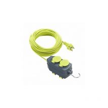 Prolongador de cable Pro xt 15 m Multibase y Gancho. 4 Tomas Schuko IP44 16 Amperios