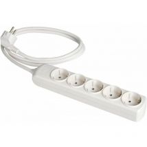 Prolongateur 5 prises bipolaires 16A 250V blanc avec obturateur SOLERA 8015