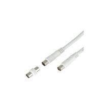 Sedea - Prolongateur tv 9,52 mm blanc mâle/femelle 2 mètres + adaptateur mâle/mâle 914202