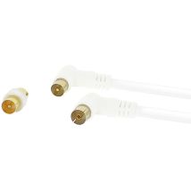 Fujionkyo - Prolongateur tv 9,52 mm coudé à 90° blanc 17 VAtCA mâle/femelle 1,5 mètre + adaptateur mâle/mâle Gold 4...