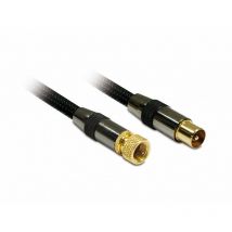 Metronic - Câble tv premium coax. F/9,52 mm mâle/mâle dorées gaine tressée 1,5 m - noir