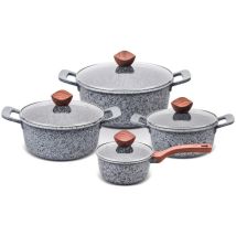 Promis Set De Casseroles Granite, Casserole 16 Cm, Casseroles 20,24,28 Anses Marron