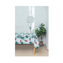 Nappe de Noël Ronde ou Rectangle - Tissu Antitache/Imperméable – Laponie Motif Pin - 300x150cm. - Promo Linge