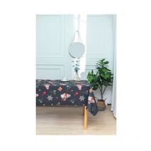 Nappe de Noël Ronde ou Rectangle - Tissu Antitache/Imperméable – Tradition – - anthracite - 240x150cm. - Promo Linge