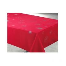 Promo Linge Nappe de Noël Ronde ou Rectangle - Tissu Antitache/Imperméable – Céleste Motif Étoilée - rouge - 300x150cm.