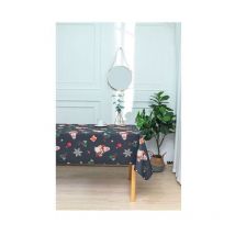 Nappe de Noël Ronde ou Rectangle - Tissu Antitache/Imperméable – Tradition – - anthracite - 300x150cm. - Promo Linge