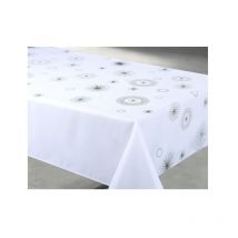 Nappe de Noël Ronde ou Rectangle - Tissu Antitache/Imperméable – Céleste Motif Étoilée - Blanc - 300x150cm. - Promo Linge