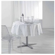 Nappe De Noël Ronde Anti-Tâches - Constellation - Blanc. - Promo Linge