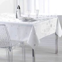 Nappe De Noël Rectangle Anti-Tâches - Constellation - Blanc - 240x150cm. - Promo Linge