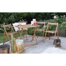 Promo set giardino tavolo Price + 4 sedie Happy Hour in legno noce