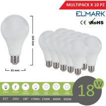 Promopack x 10 pz lampadina led globo A65 E27 18w attacco grande sfera basso consumo luce fredda naturale calda Fredda bianca 6400k