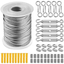 Promotion Corde En Acier Inoxydable à Suspendre Kit, CaBle En Acier Inoxydable RevêTu De Nylon, Tendeur Cable Acier Pvc, Pour Corde De Tente, Corde à
