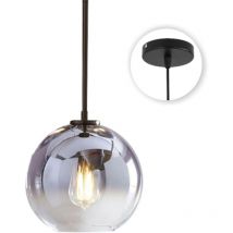 【Promotion de printemps】 Applicable Éclairage Moderne Noir Globe Pendentif Luminaire Mercure Verre Suspension Lumière Milieu Siècle Argent Cuisine