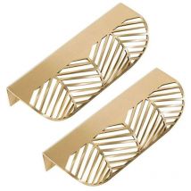 Promotion Feuille Forme tiroir Poignée en laiton Meubles Porte Bouton Pull Cabinet Armoire Poignée de porte ( 2PCS)