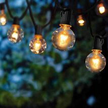 Redroad - Guirlande Lumineuse Intérieur et Extérieur, Guirlande Guinguette de 25 G40 Ampoules Etanche 7.62M Blanc Chaud Décoration pour
