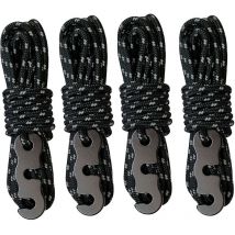 [Promotions en stock] Lot de 4 tendeurs de corde réfléchissants avec tendeur de corde, 3 m, diamètre : 3 mm, résistant à la déchirure, pour tente et