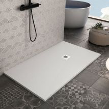 Olimpo Docce - Piatto doccia in marmo resina bianco pietra cemento plus, seleziona misura 75x80