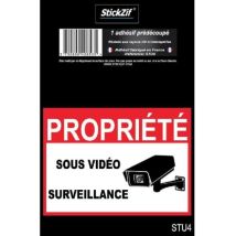 Stickzif - propriete sous video surveillance Adhesif pre-decoupe - Dimension 9 x 6.5 cm - Resistant uv