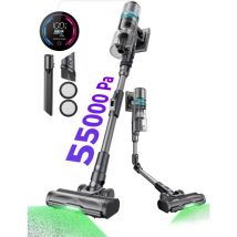 Proscenic - P16, Aspirateur balai sans fil 550W/55KPA, 55 min longue d'autonomie, Tube pliable, Brosse anti-enchevêtrement, Grande poubelle 1.5L, Gris