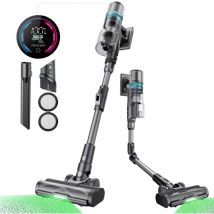 P16 Potente aspirapolvere senza fili 550W/45KPA/55 minuti, con manico pieghevole, spazzola anti-groviglio, schermo led (conto alla rovescia), grigio