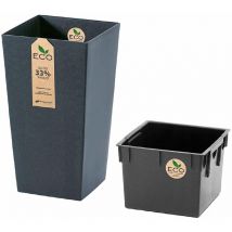 Led Leds - ecodeco durs vase 19.5X19.5XH37,5 cm en bois en plastique et en bois prosperplast DarkGrey - DarkGrey