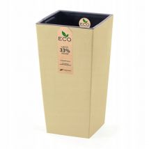 Led Leds - Vase carré élevé dans un intérieur écologique avec des ordures internes amovibles EcodeCo Durs 40x40xH75 cm Beige - Beige