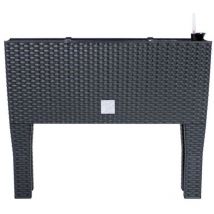 Jardinière surélevée anthracite en polyrotin 3 compartiments 60x25x46 cm Bac à fleurs sur pieds 30 l - Anthracite - Prosperplast