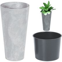 Terradura pot de fleur avec insert marbre gris mat série tube plastique en h 475 MM prosperplast DTUS250B-422U