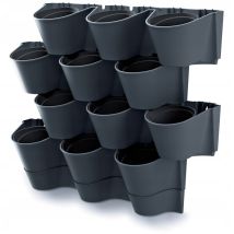 Prosperplast - Vertikale Macetero Kaskadenwand aus Kunststoff in Anthrazitfarbe 67 (Länge) x 17,7 (Breite) x 57 (hoch) cm