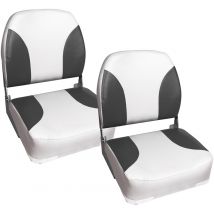 Pro.tec - Set di 2 Sedili Ribaltabili per Imbarcazioni - Rivestimento in Similpelle - Bianco / Grigio