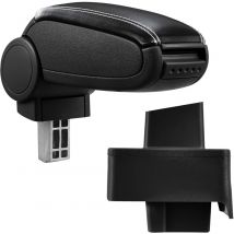 Pro.tec - Accoudoir central pour Audi 80 B3 et B4 / Audi 80 / Audi 90 - avec compartiment - rembourré - cuir-synthétique - noir avec des coutures