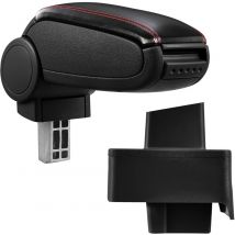 Pro.tec - Accoudoir central pour Audi 80 B3 et B4 / Audi 80 / Audi 90 - avec compartiment - rembourré - cuir-synthétique - noir avec des coutures