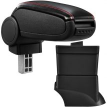 Pro.tec - Accoudoir central pour Fiat 500 - avec compartiment - rembourré - cuir-synthétique - noir avec des coutures rouges