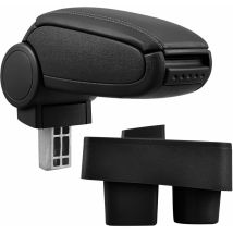 Pro.tec - Accoudoir central pour Škoda Roomster / Škoda Fabia ii - avec compartiment - rembourré - cuir-synthétique - noir avec des coutures noirs