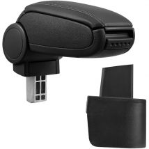 Pro.tec - Accoudoir central pour Nissan Micra - avec compartiment - rembourré - cuir-synthétique - noir avec des coutures noirs