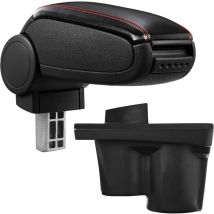 Pro.tec - Accoudoir Central Pour Opel Adam - Avec Compartiment - Rembourré - Cuir-synthétique - Noir Avec Des Coutures Rouges