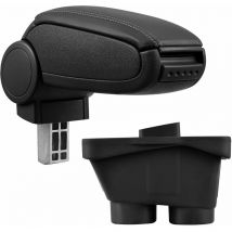 Pro.tec - Accoudoir central pour Peugeot 208 - avec compartiment - rembourré - cuir-synthétique - noir avec des coutures noirs