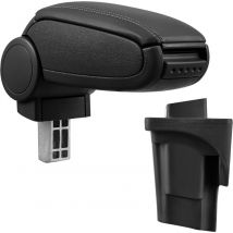 [pro.tec] Accoudoir central pour Seat Leon 1P - avec compartiment - rembourré - cuir-synthétique - noir avec des coutures noirs