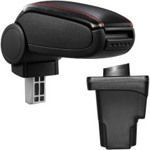 Pro.tec - Accoudoir central pour Seat Leon iii (Type 5F) - avec compartiment - rembourré - cuir-synthétique - noir avec des coutures rouges