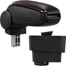 Reposabrazos central para Fiat Grande Punto (a partir de 09/2005) - polipiel - negro con costuras de color rojo [pro.tec]