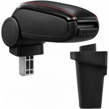 Pro.tec - Reposabrazos central para Ford Focus tercera generación a partir de 2011 - tapizado - polipiel - Negro con costuras rojas