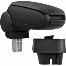 Pro.tec - Reposabrazos central para peugeot 207, 207 sw, 207 cc a partir de 2006 - apoyabrazos con compartimento - tapizado - tela - negro