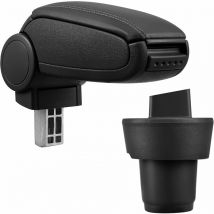 Pro.tec Reposabrazos central para Volkswagen Up (3 y 5 puertas) - apoyabrazos con compartimento - tapizado - polipiel - negro con costuras de color
