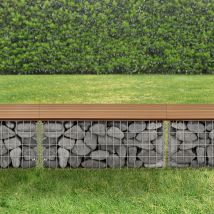 Pro.tec - Gabionenbank Friesland wpc 100x45x30 cm Teakholzfarben