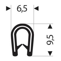 Fortis - Protección de borde flexible redondo. Gris blanco. 6.5x9.5 mm. Zona de apriete 1.0-2.0 mm. 50m (por 50)