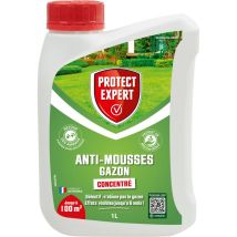 Anti-mousses Gazon - 1l - Jusqu'à 100m² - Sélectif - Efficacité Longue Durée 6 Mois - Action Reverdissante Sur Le Gazon Somous1s - Protect Expert