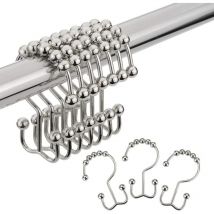 Anneaux de crochets de rideau de douche, anneaux de rideau de douche en acier inoxydable Crochets de douche à double glissement en métal pour la