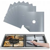 Keyoung - Protection de Gazinière, Lot de 4 Protection Cuisinière à Brûleurs Gaz, en Fibre Réutilisable Facile à Nettoyer et à Couper(27x27x0.12cm)