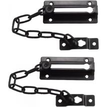 Serbia - Protection de porte à chaîne avec serrure, pour portes intérieures et porte d'entrée supplémentaire, noir, lot de 2