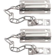 Serbia - Protection de porte à chaîne avec serrure, pour portes intérieures et porte d'entrée supplémentaire, argent, lot de 2